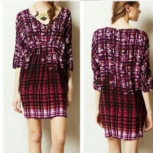 Anthro Maeve tunic pocket short dress plaid kimono